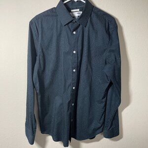 Old Navy The Signature Shirt Mens Long Sleeve Slim Fit Plaid Blue Large